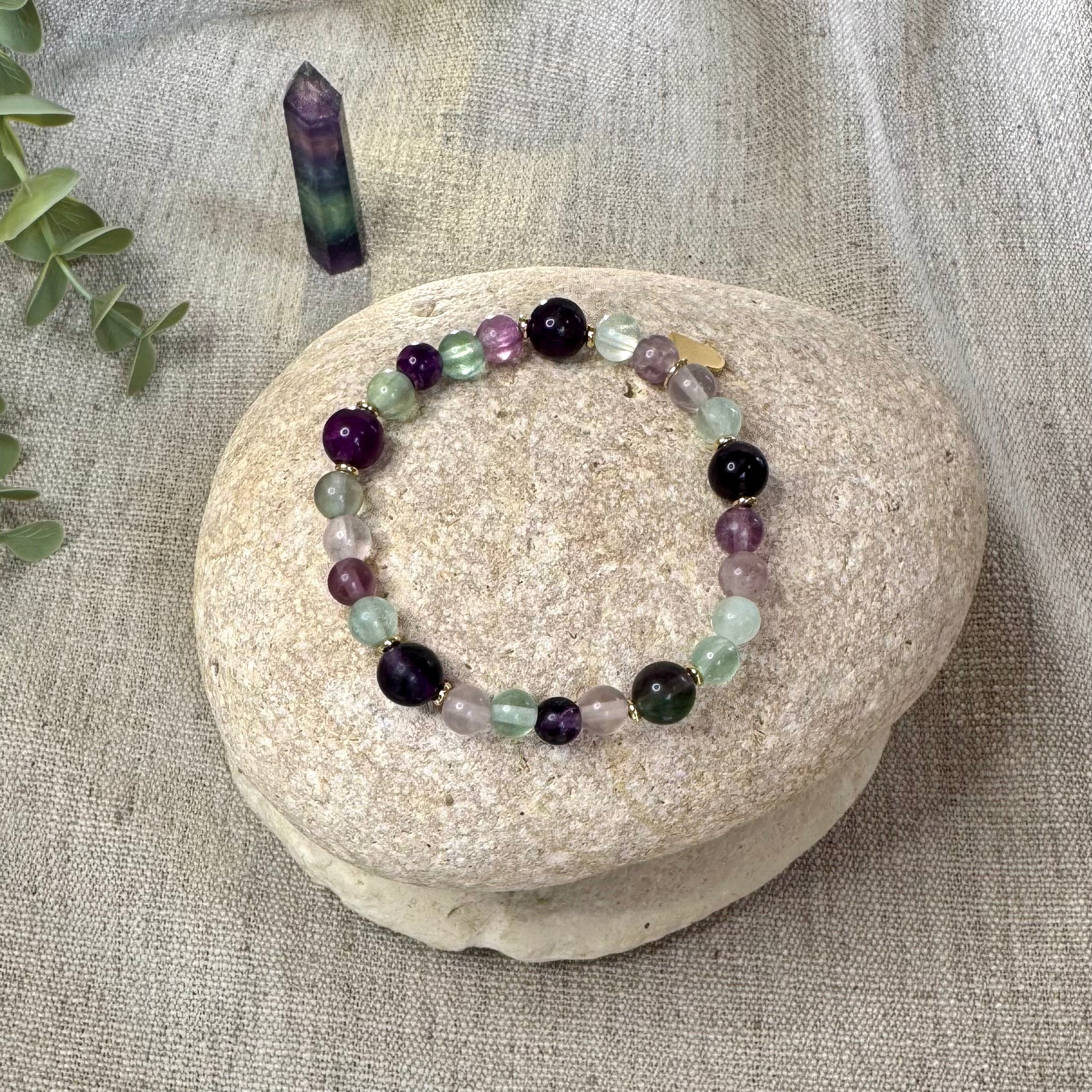 BRACELET FLUORINE ( ou Fluorite) Multicolore -