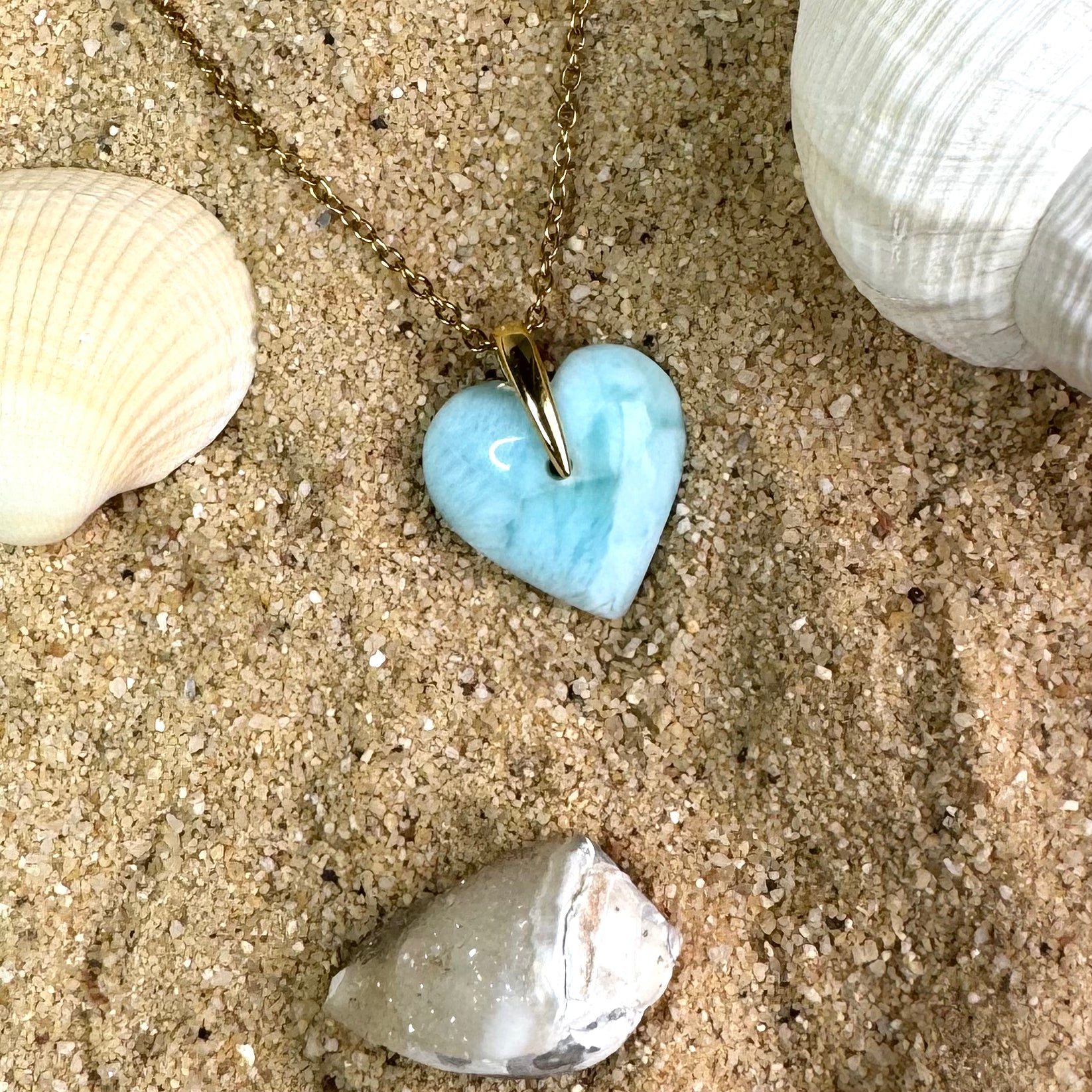 PENDENTIF LARIMAR - AAA - République Dominicaine - Coeur
