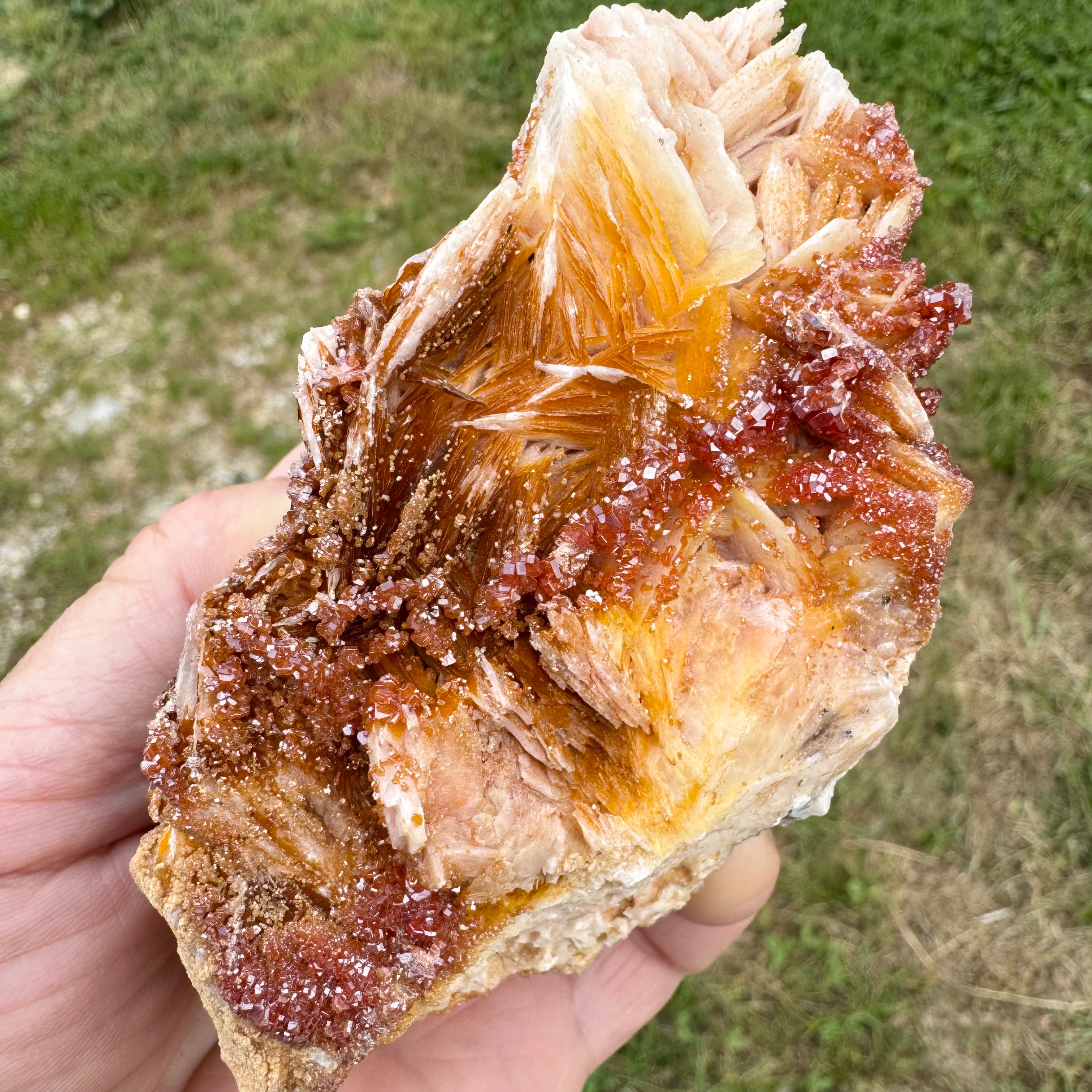 VANADINITE SUR BARYTINE - Maroc - Pierre brute