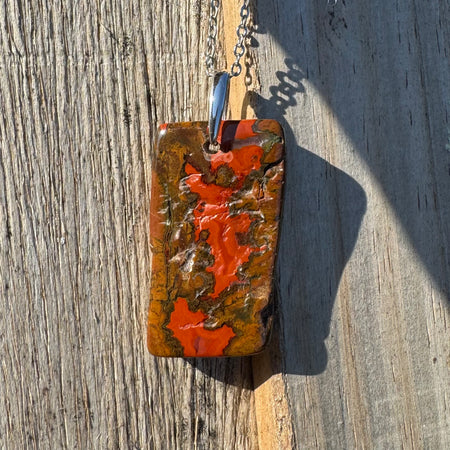 PENDENTIF AGATE HÉMATOÏDE - Maroc - Bélière argent925 - Chaine acier inoxydable