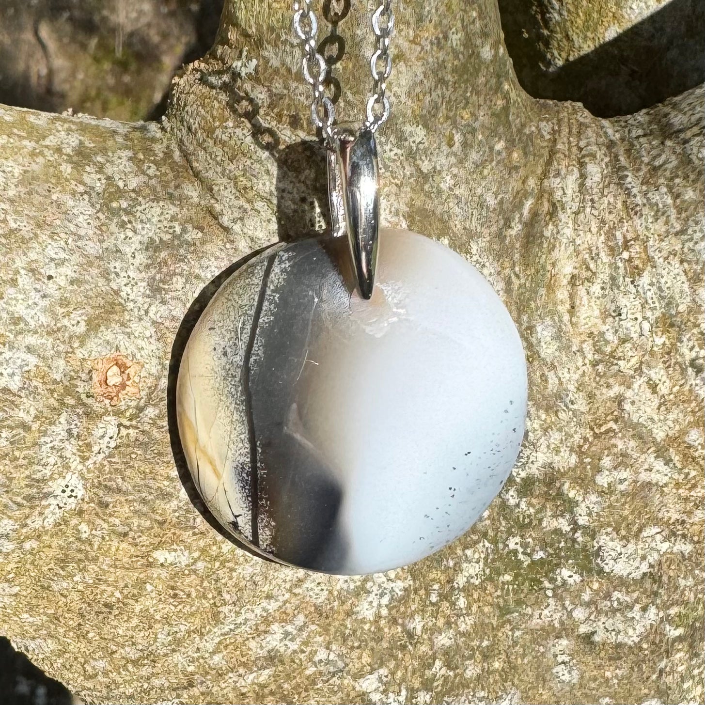PENDENTIF AGATE  - Bélière argent925 - Chaine acier inoxydable ou cordon cuir