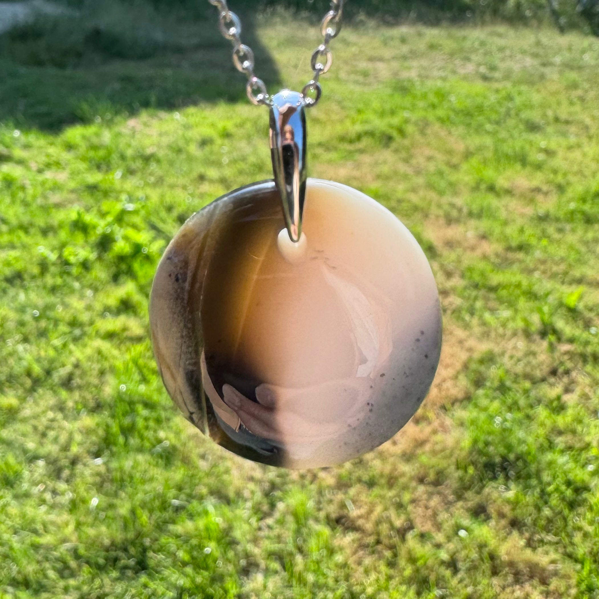 PENDENTIF AGATE  - Bélière argent925 - Chaine acier inoxydable ou cordon cuir