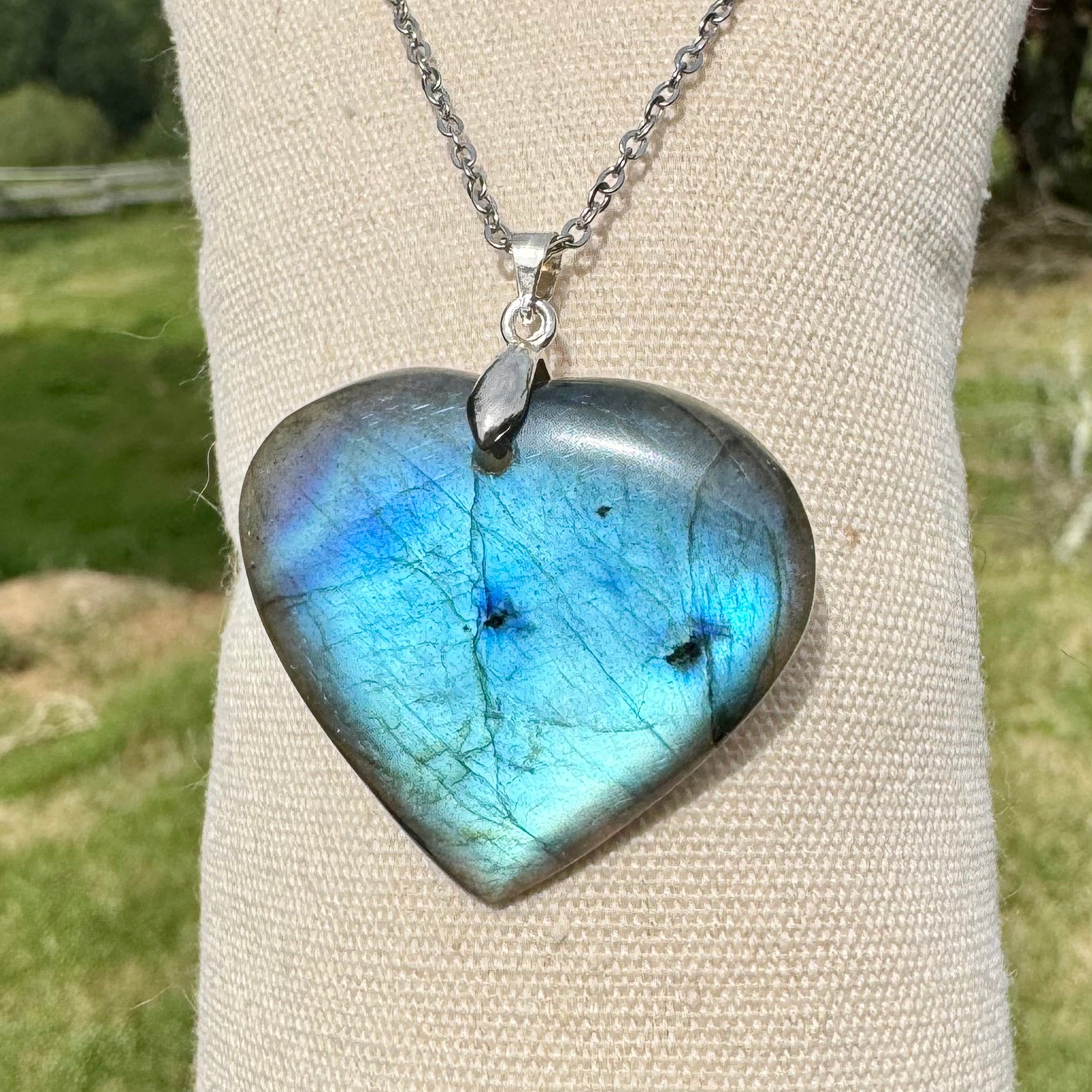 PENDENTIF LABRADORITE - Coeur - Madagascar