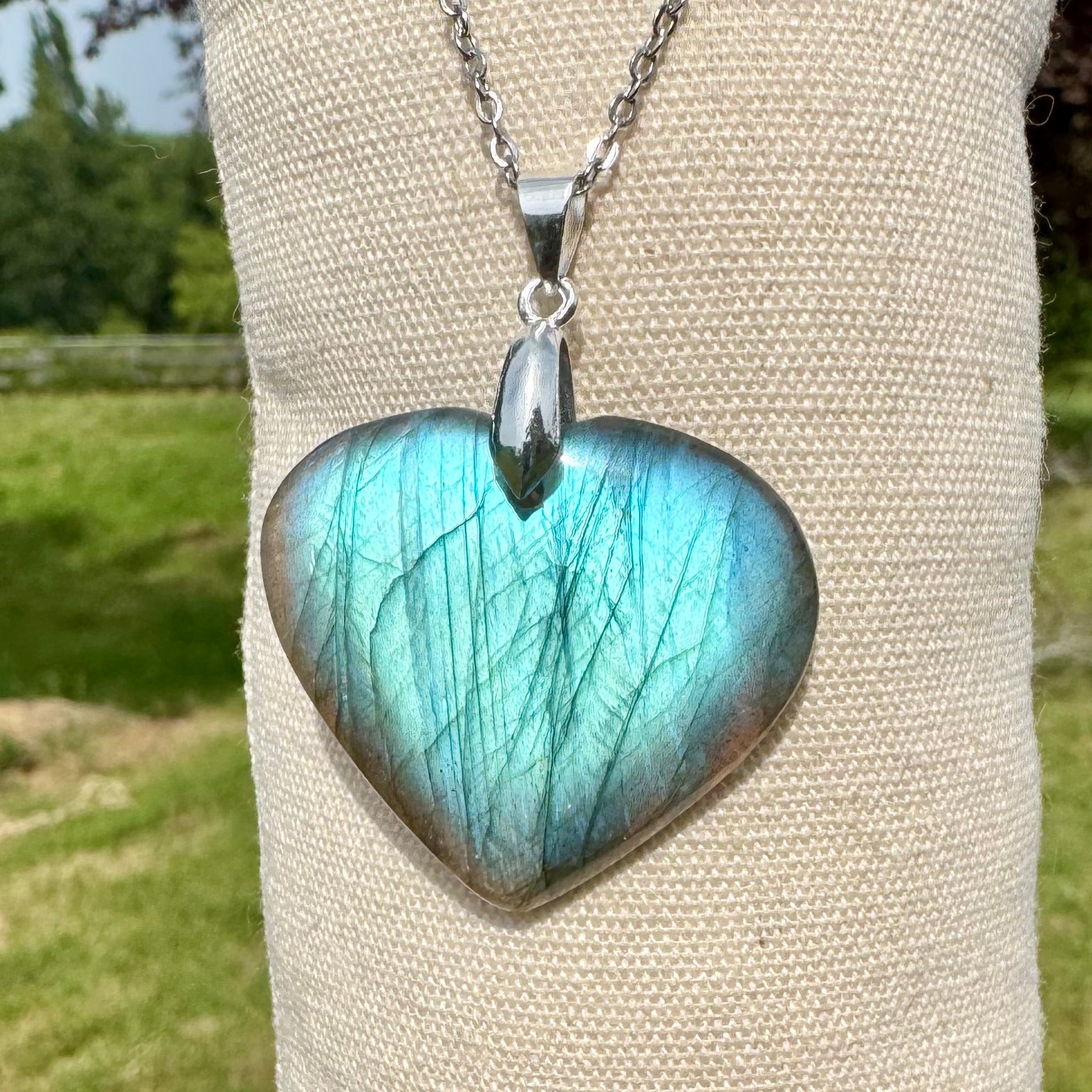 PENDENTIF LABRADORITE - Coeur - Madagascar
