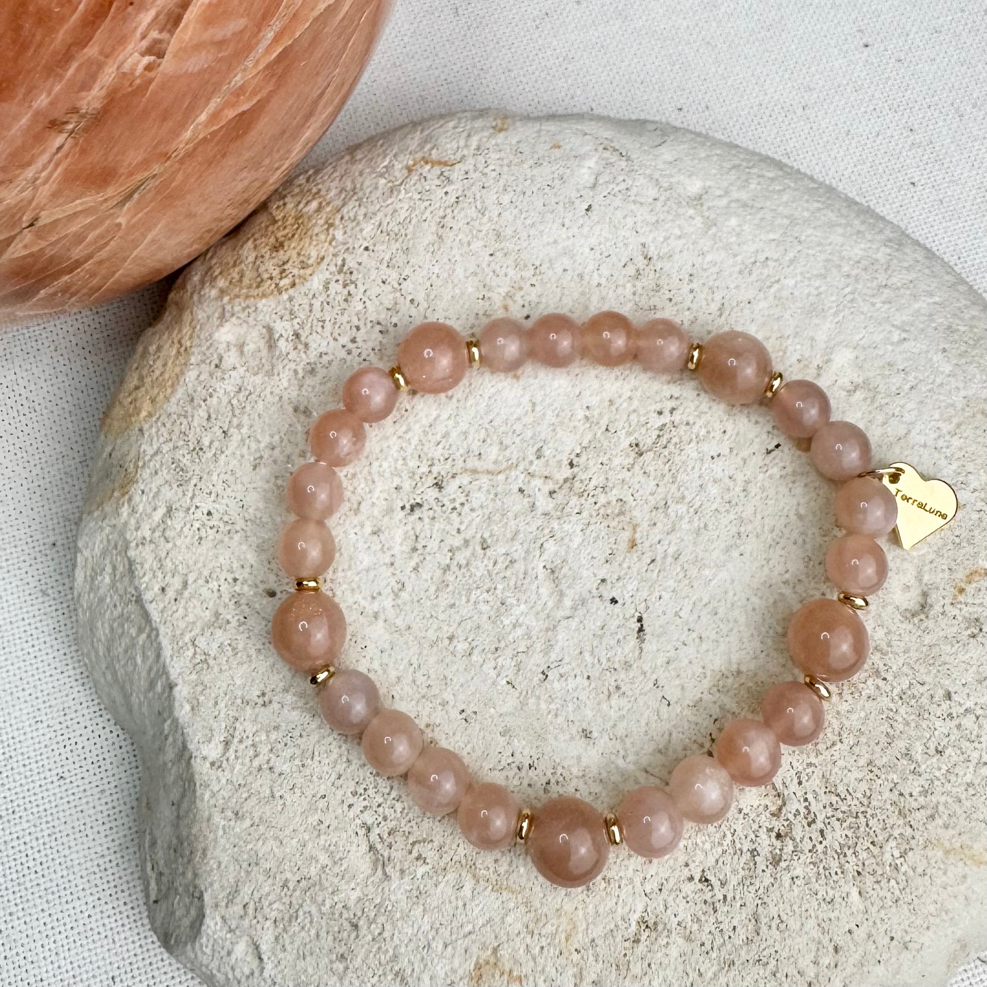 BRACELET PIERRE DE LUNE PÊCHE - 6 & 8mm