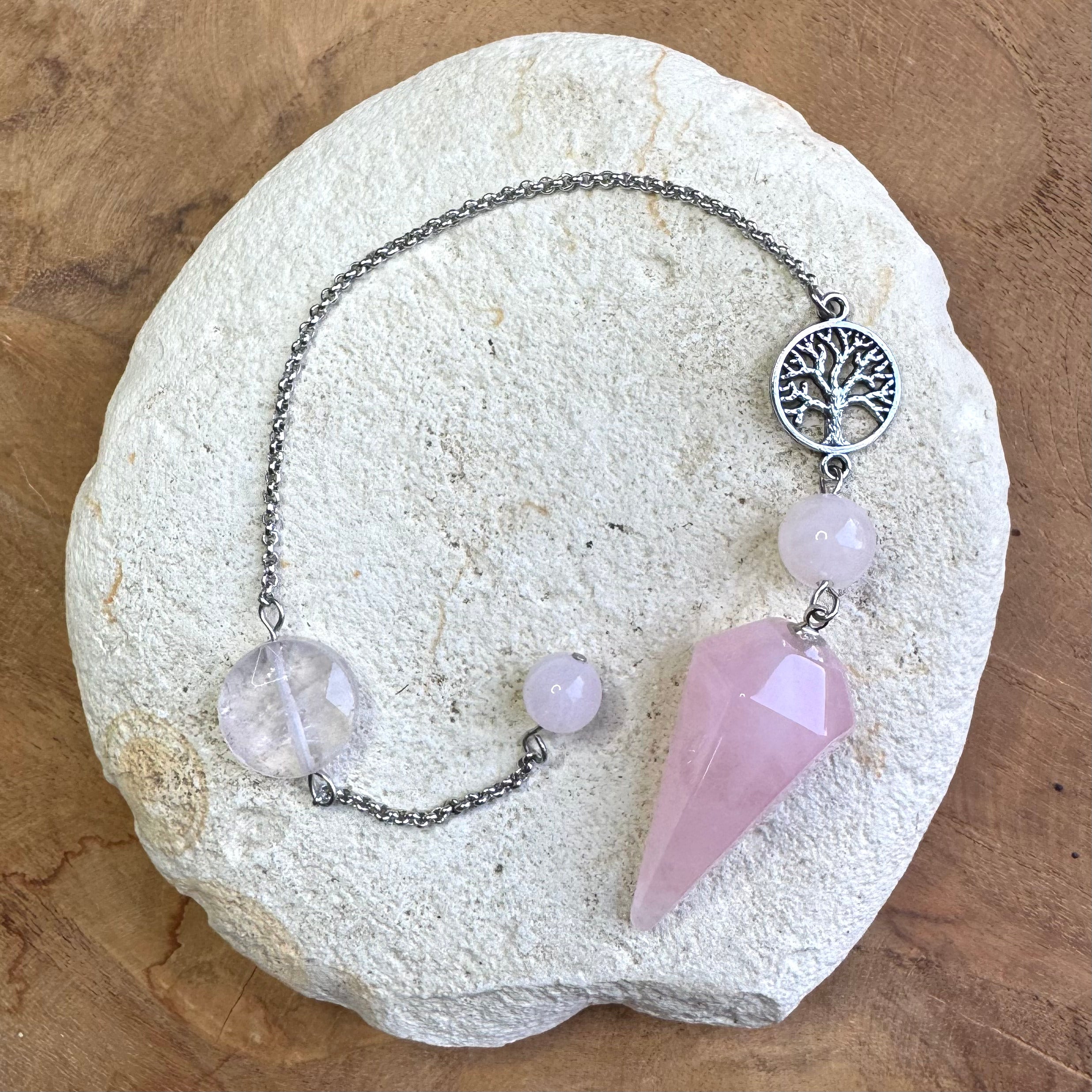 PENDULE - Quartz rose - Arbre de Vie