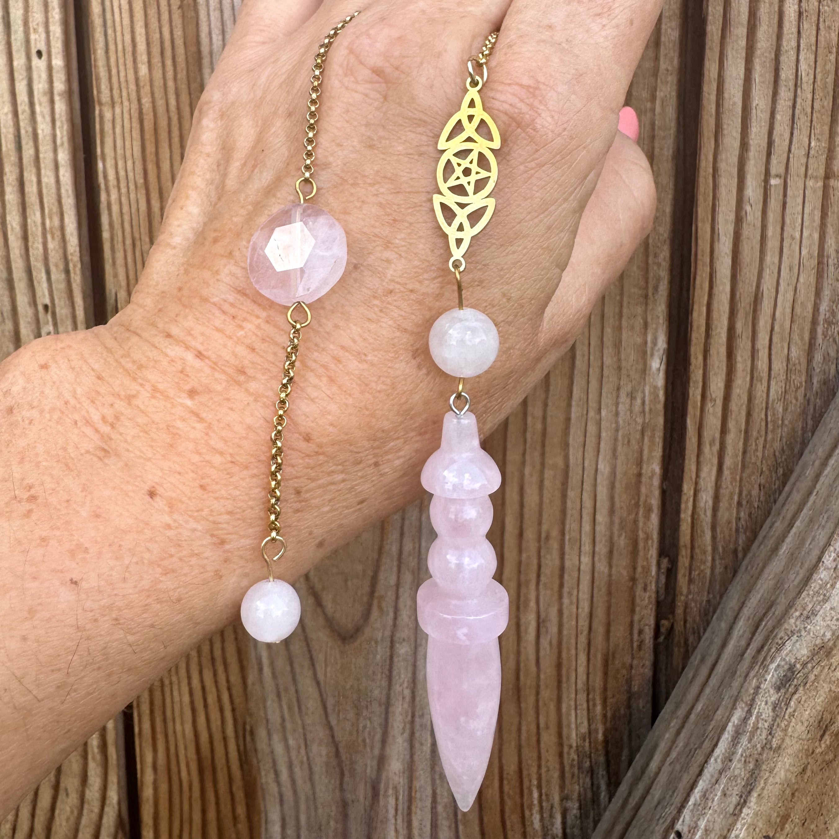 PENDULE - Quartz rose - Thot Égyptien - Triple Lune