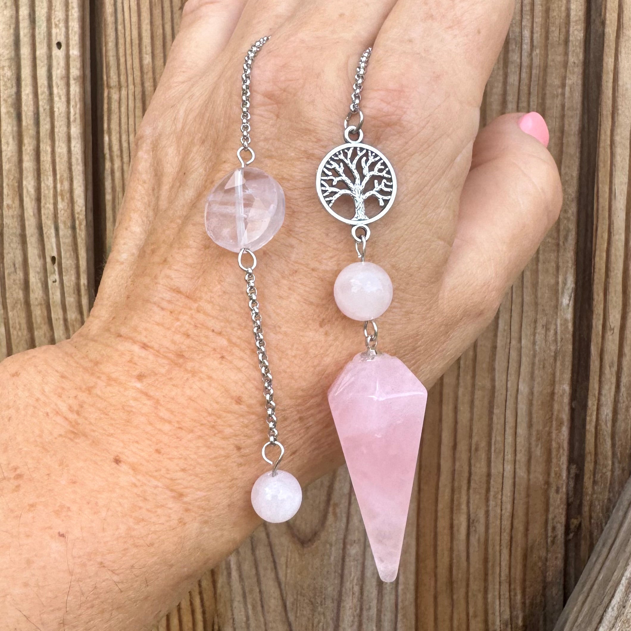 PENDULE - Quartz rose - Arbre de Vie