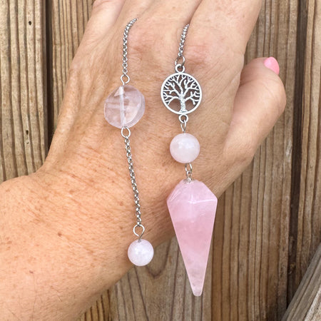 PENDULE - Quartz rose - Arbre de Vie