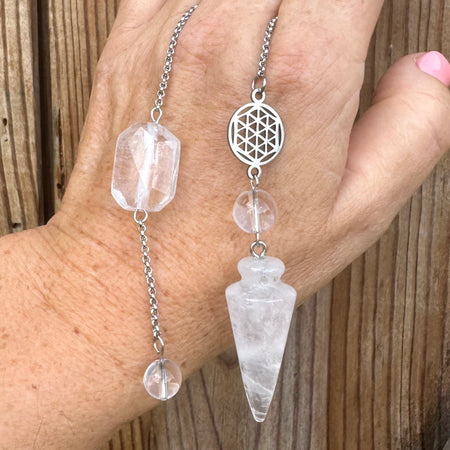 PENDULE - Cristal de Roche - Fleur de Vie