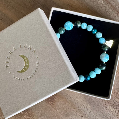 BRACELET  GAÏA - Larimar - Chrysocolle - Jaspe Kambaba