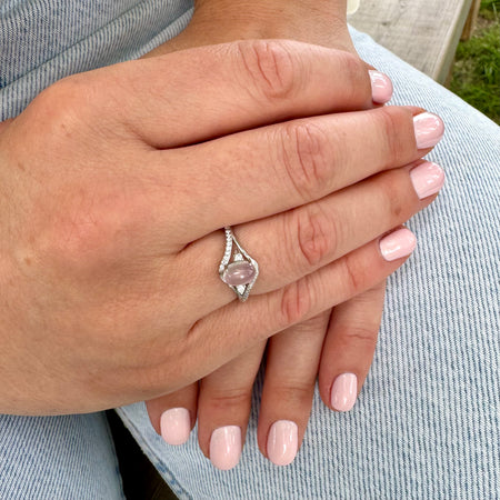 BAGUE QUARTZ ROSE - Argent 925