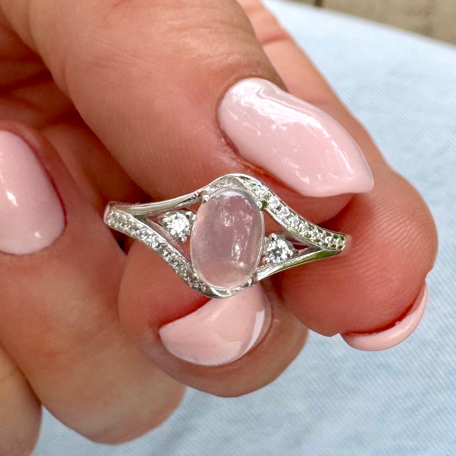 BAGUE QUARTZ ROSE - AA+ - Madagascar- Argent 925