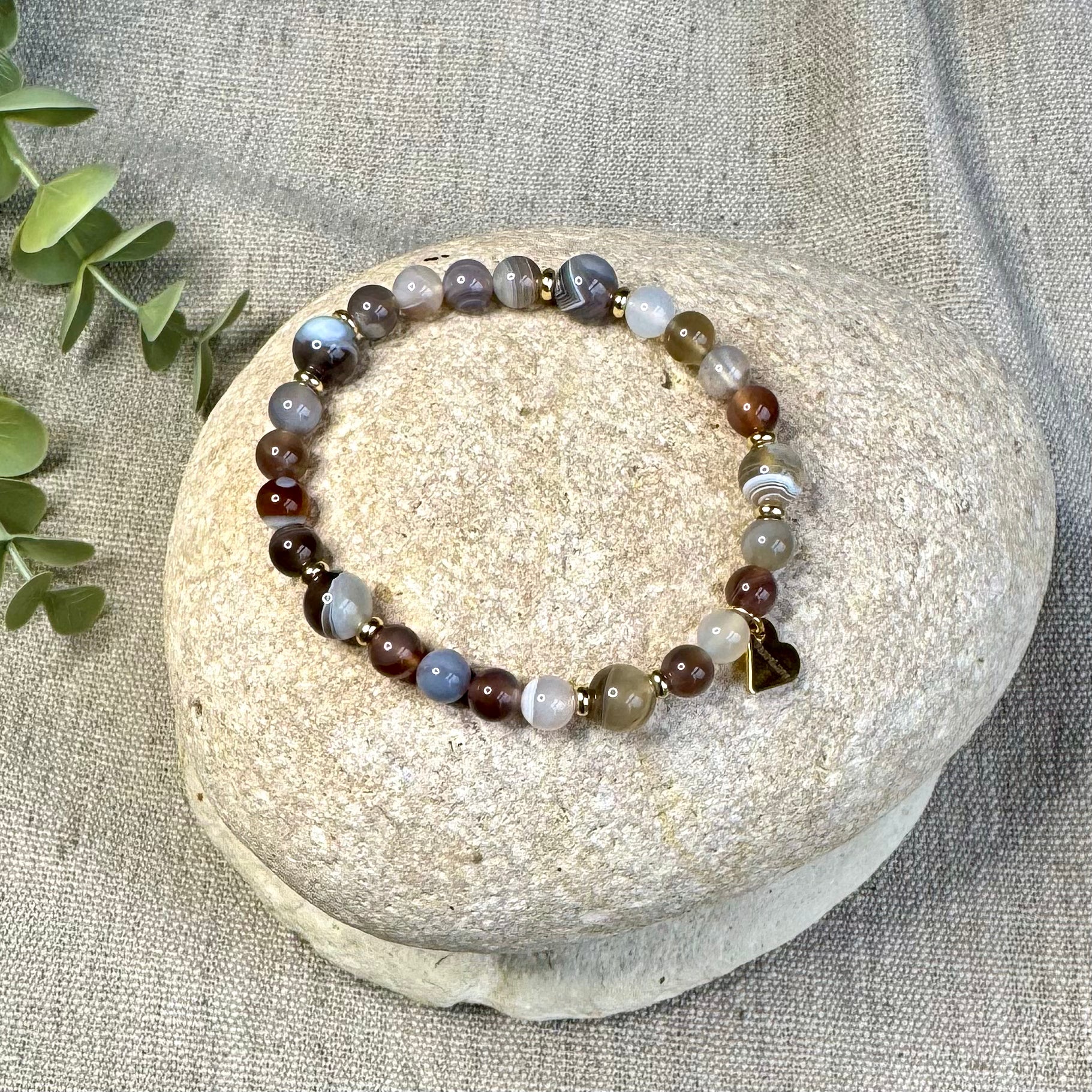 BRACELET AGATE BOTSWANA - 6 & 8mm