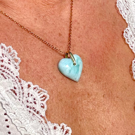PENDENTIF LARIMAR - AAA - République Dominicaine - Coeur