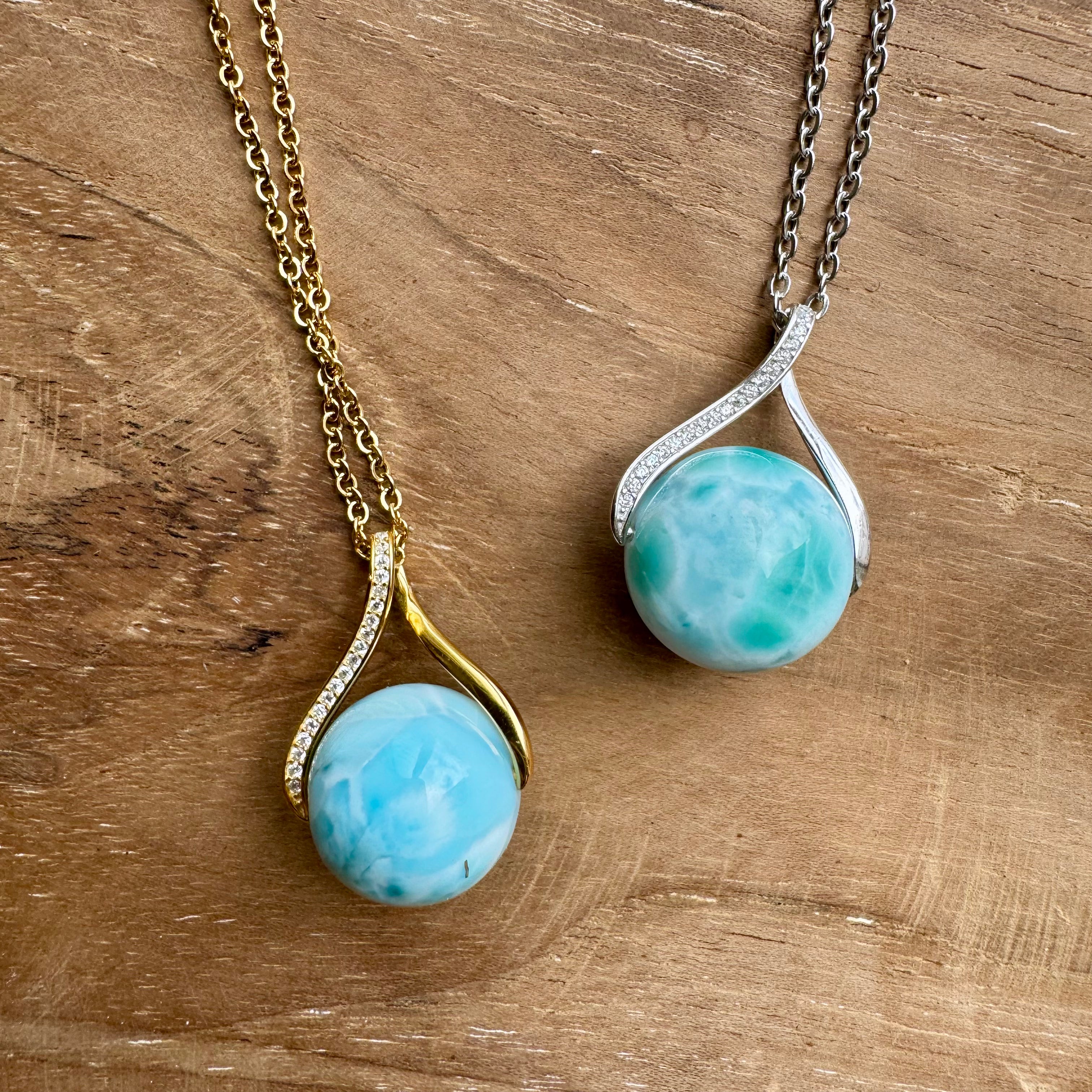 PENDENTIF LARIMAR - AAA - République Dominicaine - 15mm