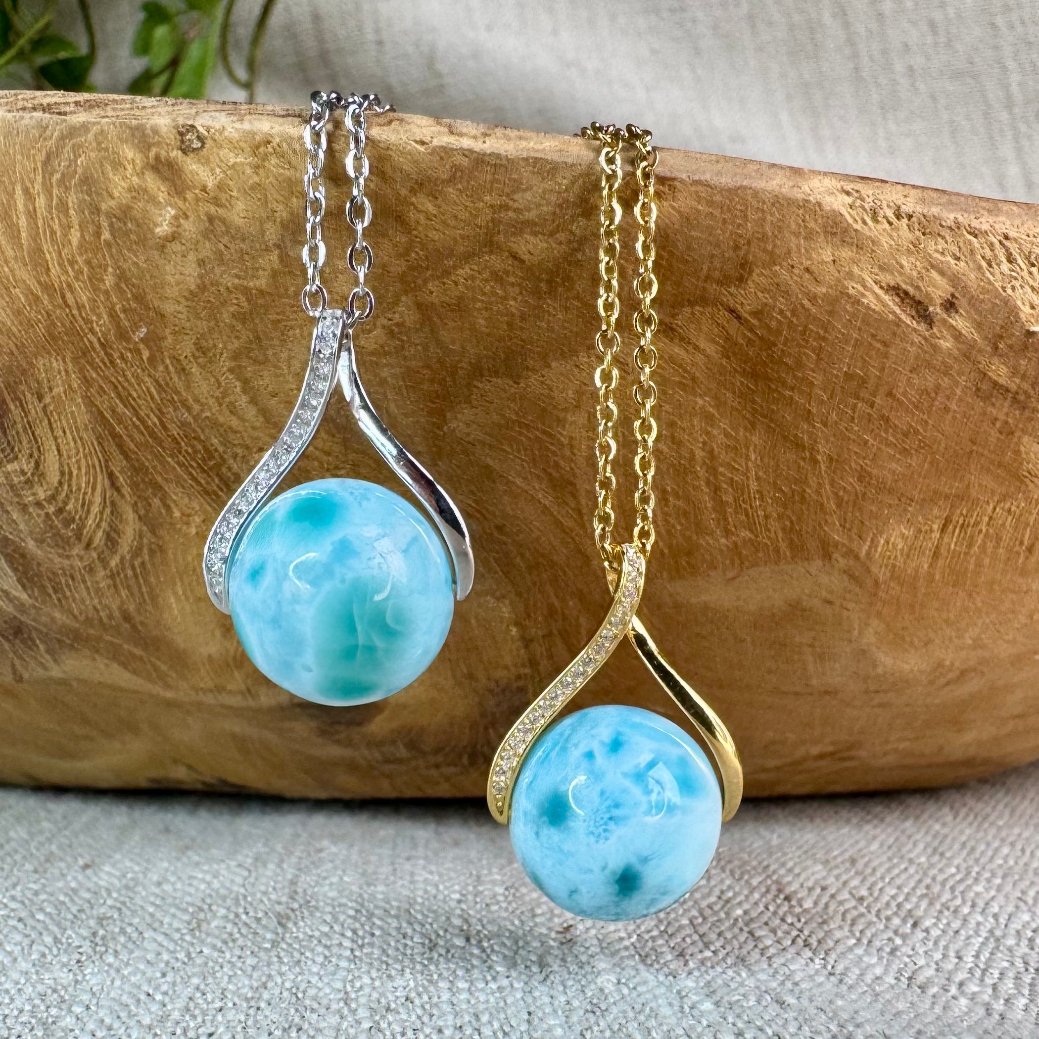 PENDENTIF LARIMAR - AAA - République Dominicaine - 15mm