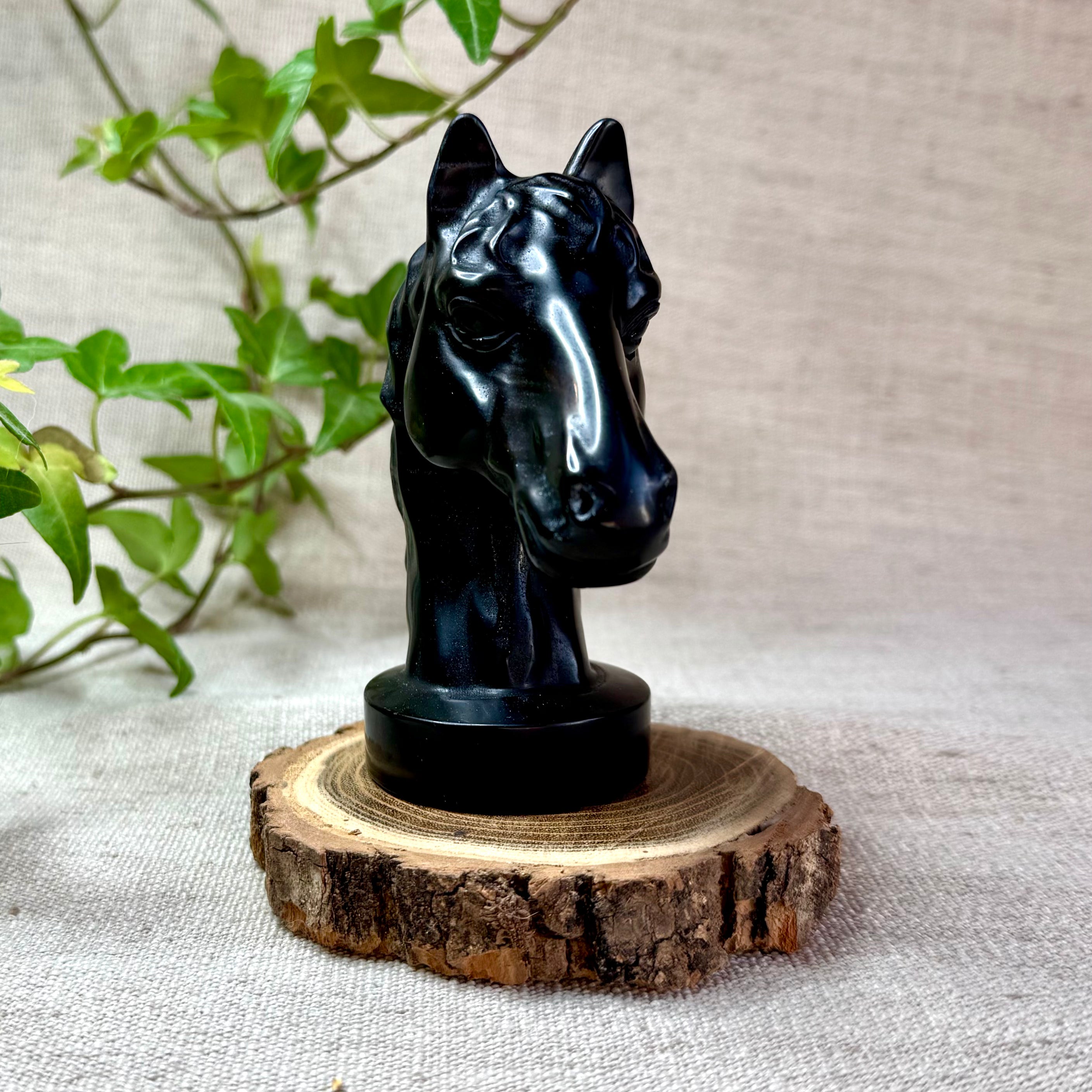 TÊTE DE CHEVAL -  Obsidienne noire - 10cm