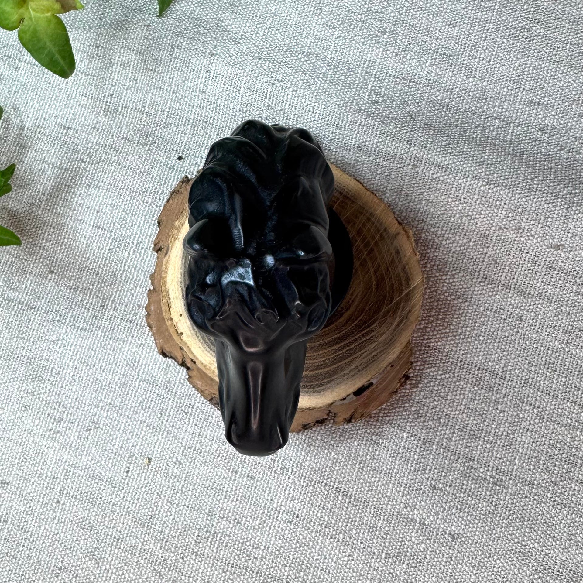 TÊTE DE CHEVAL -  Obsidienne noire - 10cm