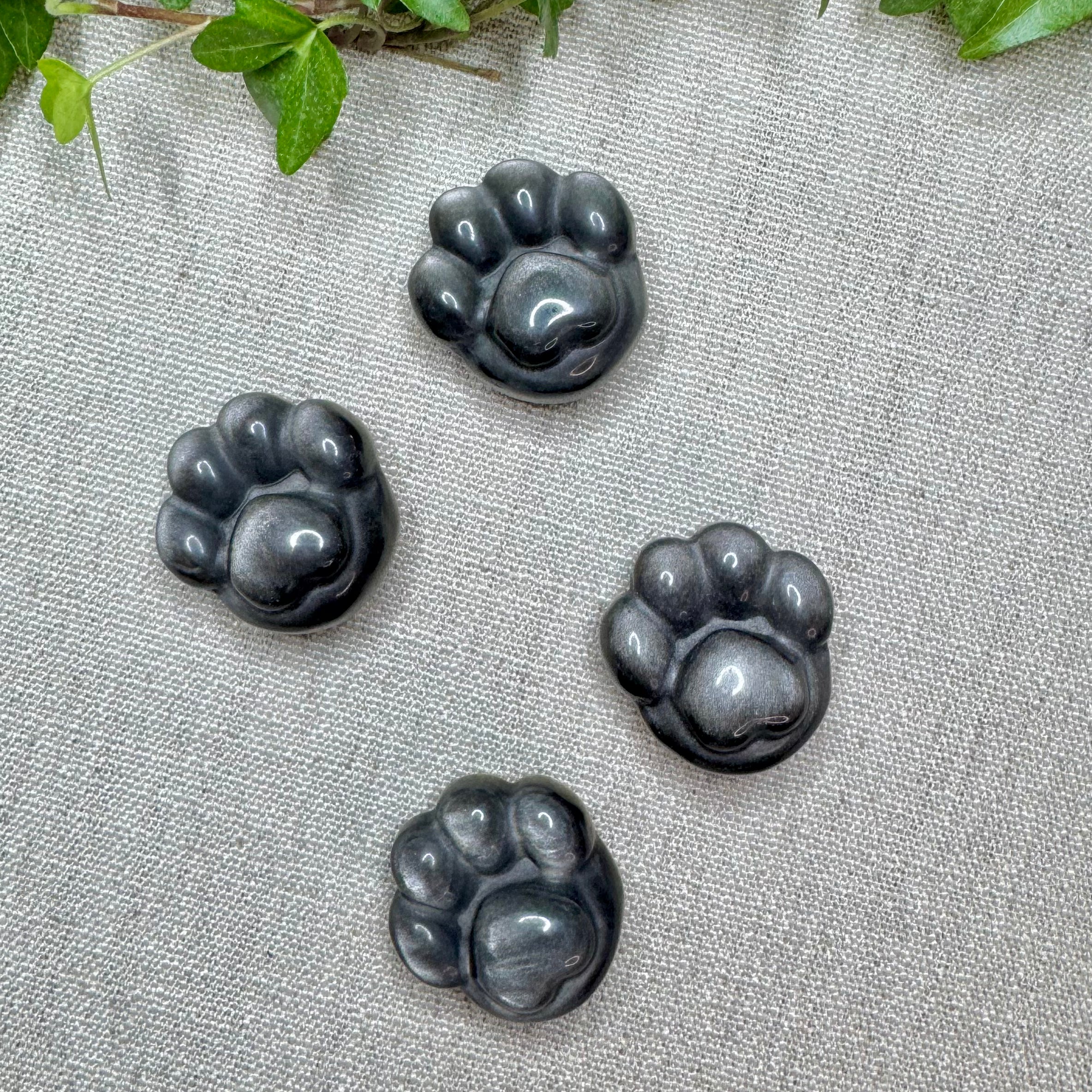 PATTES DE CHAT OBSIDIENNE ARGENTÉE - Mexique